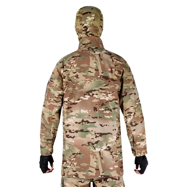 Factory multicam combat uniform back view, ripstop tactical field suit