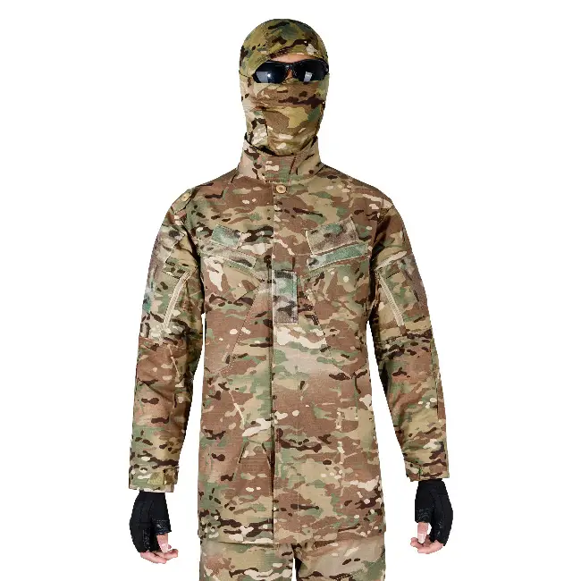 OEM multicam tactical combat suit front view with full coverage balaclava