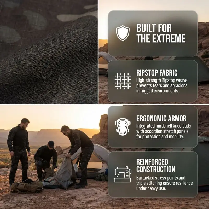 Tactical Combat Pants Durable Ripstop Fabric