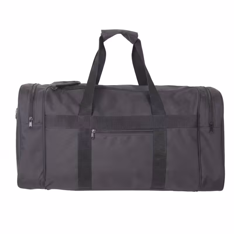 Black tactical gear duffle bag with multi external zipper pockets