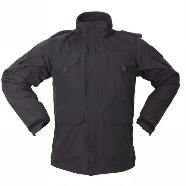Tactical parka, black 3-in-1 tactical jacket outer shell front