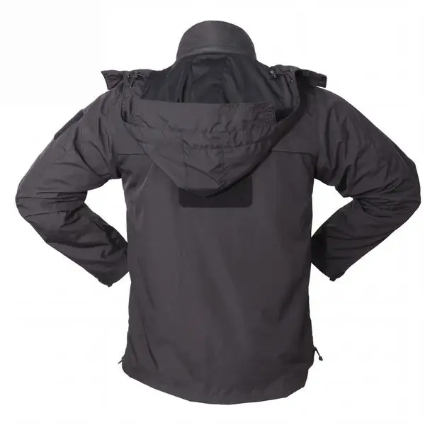 Tactical outerwear, black tactical jacket shell back with hood