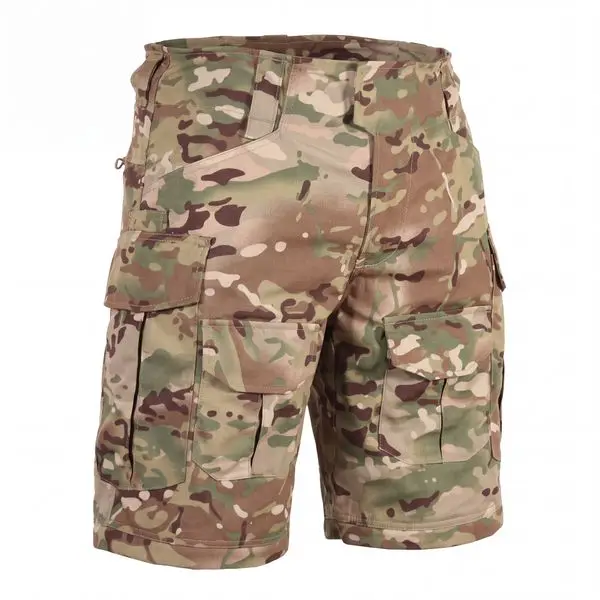 Multicam ripstop tactical cargo shorts side view