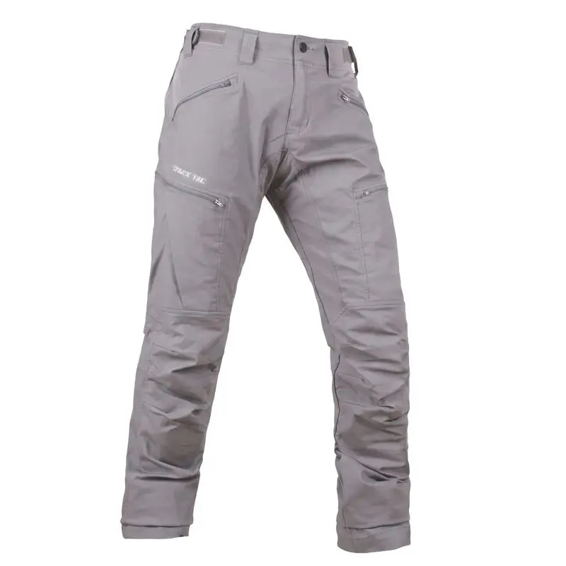 Side view wolf grey tactical trousers multi zipper pockets