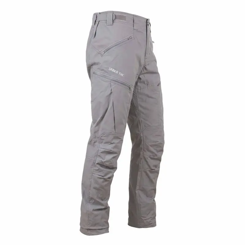 Rear side view tactical pants with logo on thigh pocket
