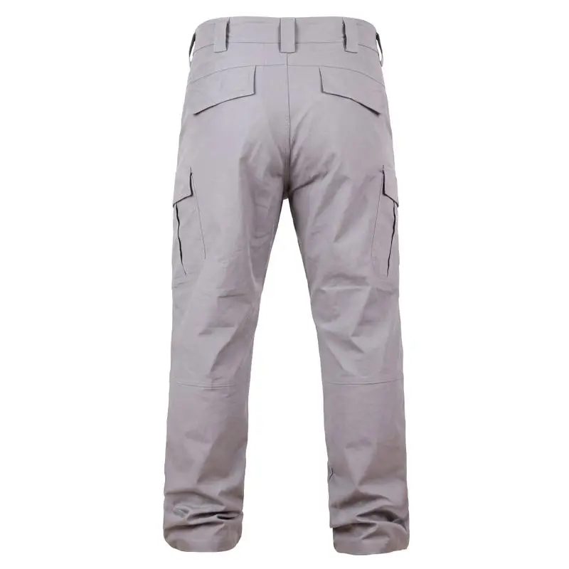 Back view of wolf grey stretch tactical trousers multi pockets