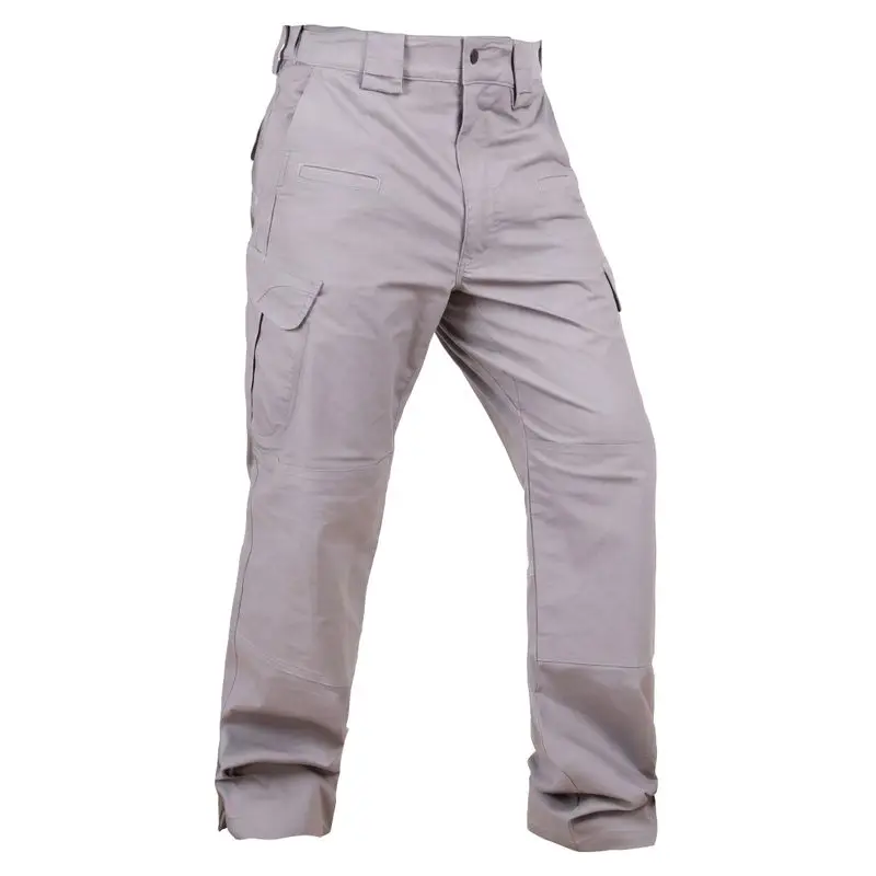 Side view wolf grey tactical pants ergonomic thigh cargo pocket