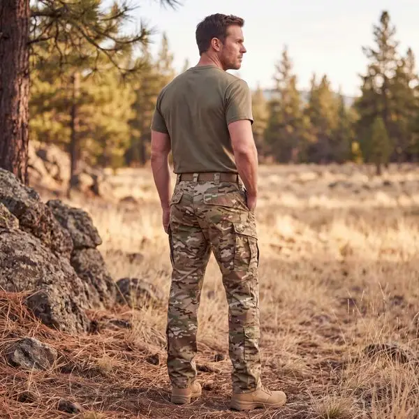 Camo combat trousers outdoor wilderness back view