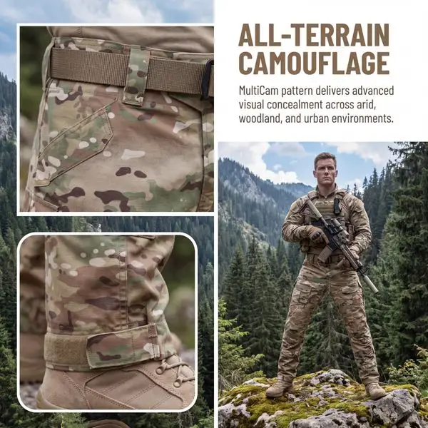 All-terrain camo pants fabric & pocket detail poster