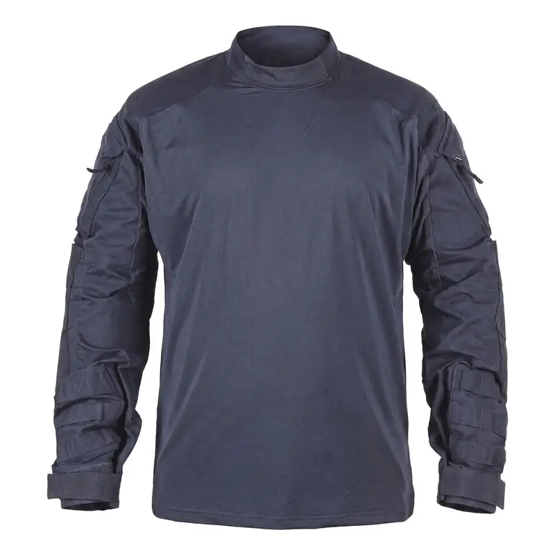 Navy blue tactical combat shirt front view OEM tactical top