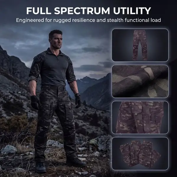 Multicam Black tactical combat pants banner, ripstop poly cotton fabric