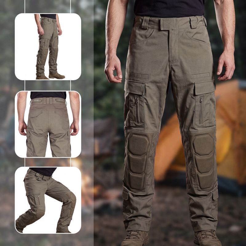 Ranger green tactical pants front back bending view demo