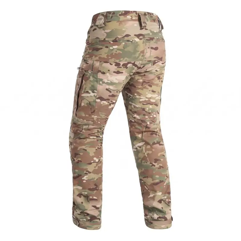OEM multicam tactical cargo pants side view, ripstop camo trousers with zipper pockets