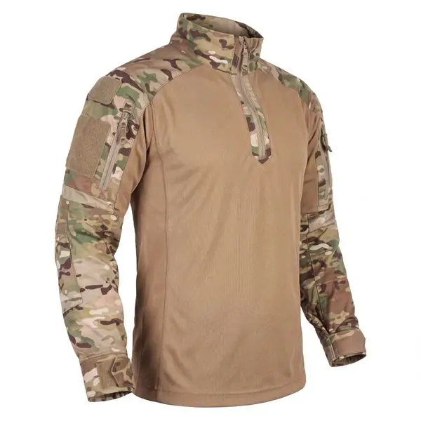 Tactical shirt, multicam combat shirt side view sleeve zipper pocket