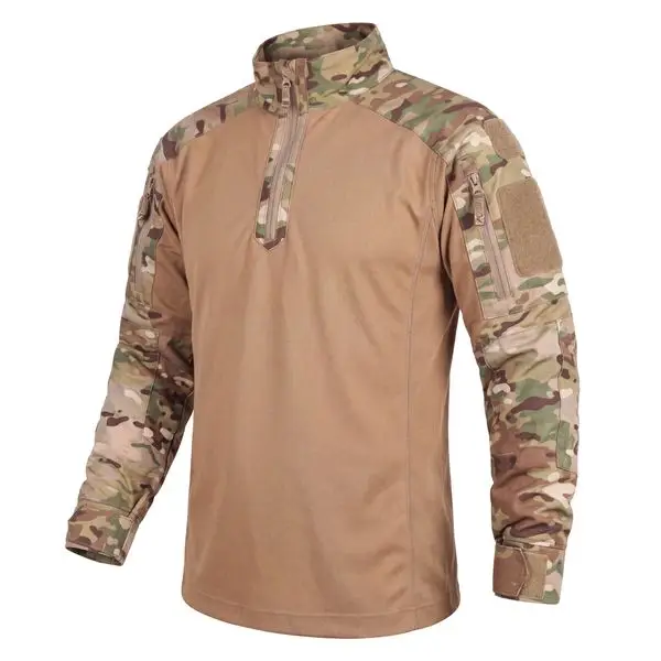Tactical shirt, multicam combat shirt side view sleeve zipper pocket