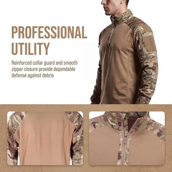 Tactical combat shirt, reinforced stitching multicam long sleeve shirt