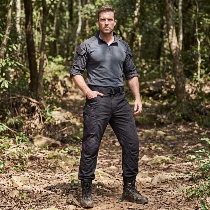 Men tactical trousers outdoor jungle wearing shot