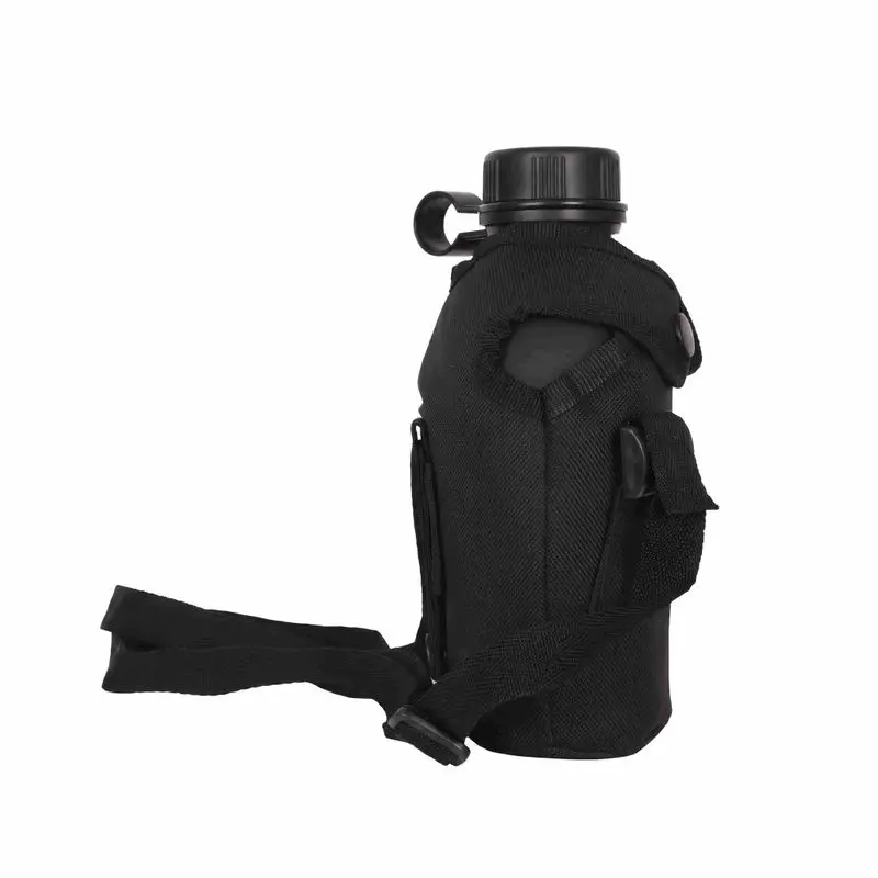 Tactical canteen cover side profile view with carry strap