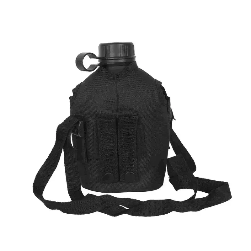 Tactical water canteen carrier with side pocket and sling strap