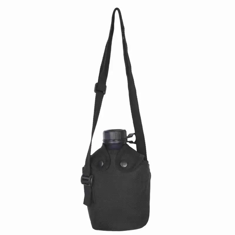 Tactical canteen cover crossbody wearing demo white background